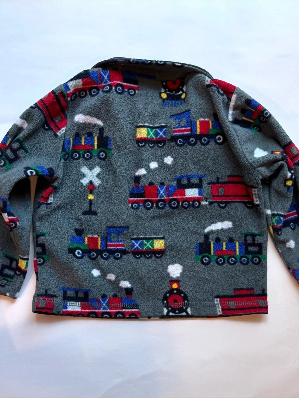 Kids Grey Train Print Fleece Pullover-The Children’s Place